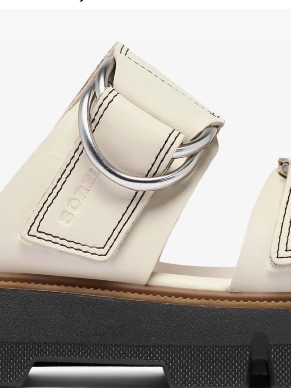 Sorel Rein Slide Cream Chunky Sandal with Silver Ring Accent - Picture 7 of 8